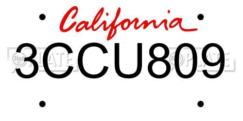 3CCU809 California License Plate