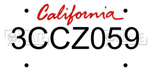 3CCZ059 California License Plate