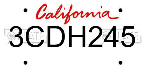 3CDH245 California License Plate