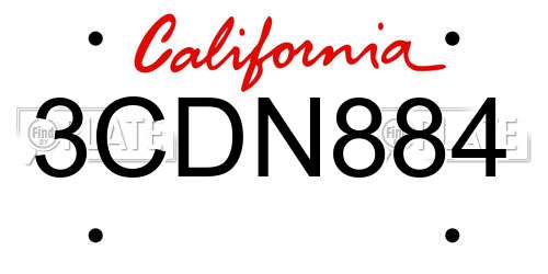 3CDN884 California License Plate