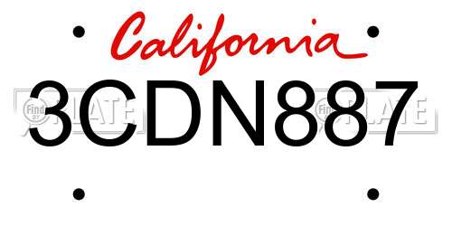 3CDN887 California License Plate