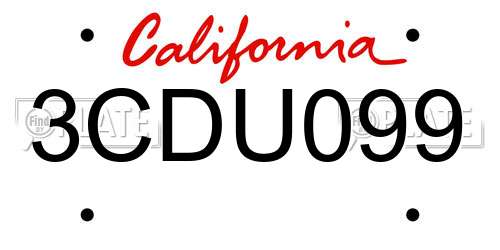 3CDU099 California License Plate