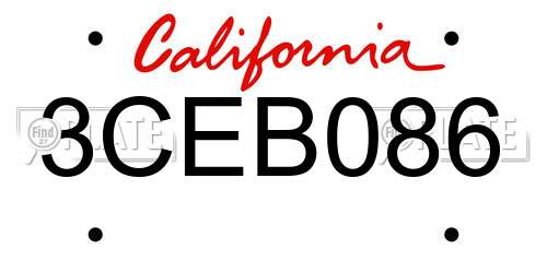 3CEB086 California License Plate