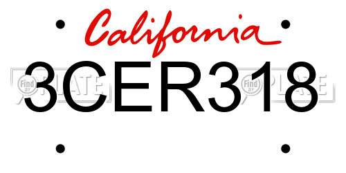 3CER318 California License Plate