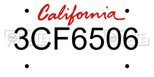 3CF6506 California License Plate