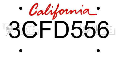 3CFD556 California License Plate