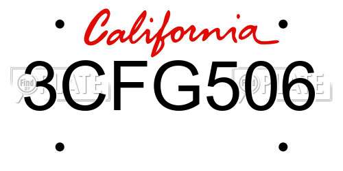 3CFG506 California License Plate
