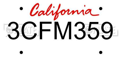 3CFM359 California License Plate