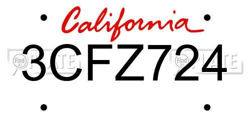 3CFZ724 California License Plate
