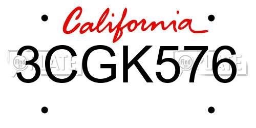 3CGK576 California License Plate