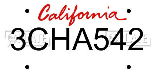 3CHA542 California License Plate