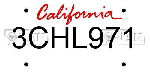 3CHL971 California License Plate