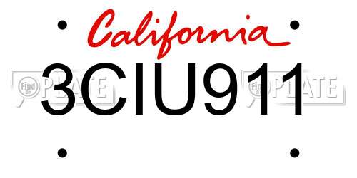 3CIU911 California License Plate