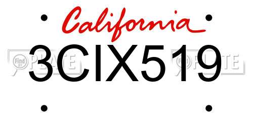 3CIX519 California License Plate