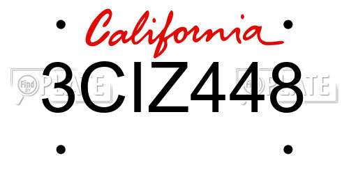 3CIZ448 California License Plate
