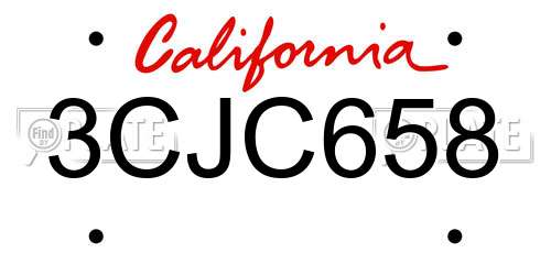 3CJC658 California License Plate