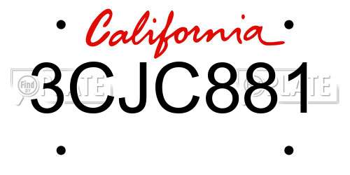 3CJC881 California License Plate