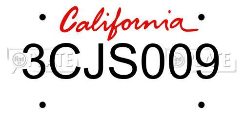 3CJS009 California License Plate