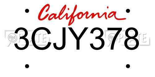 3CJY378 California License Plate