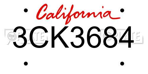 3CK3684 California License Plate