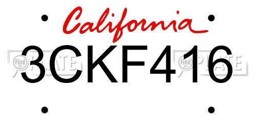 3CKF416 California License Plate