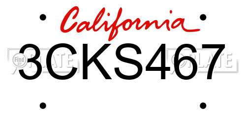3CKS467 California License Plate