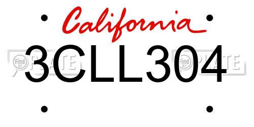 3CLL304 California License Plate