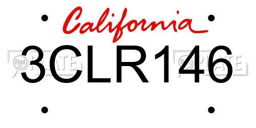 3CLR146 California License Plate