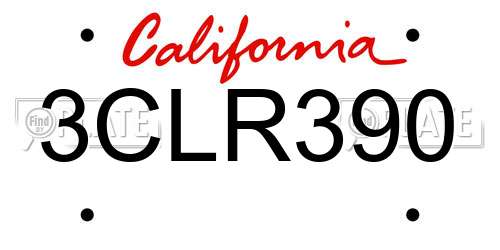 3CLR390 California License Plate