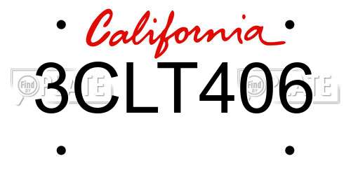 3CLT406 California License Plate