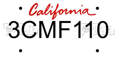 3CMF110 California License Plate