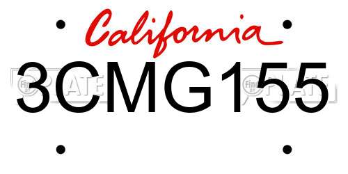 3CMG155 California License Plate