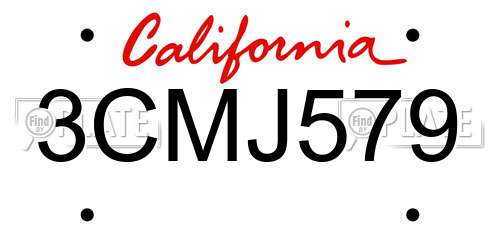 3CMJ579 California License Plate