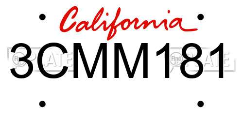 3CMM181 California License Plate