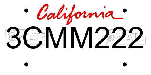 3CMM222 California License Plate