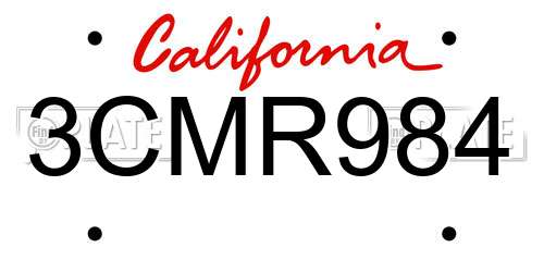 3CMR984 California License Plate