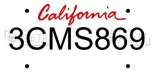 3CMS869 California License Plate