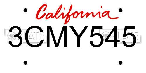 3CMY545 California License Plate