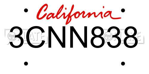 3CNN838 California License Plate