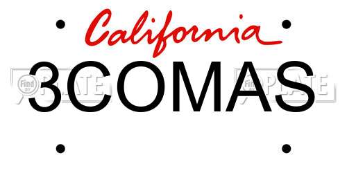 3COMAS California License Plate