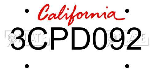3CPD092 California License Plate