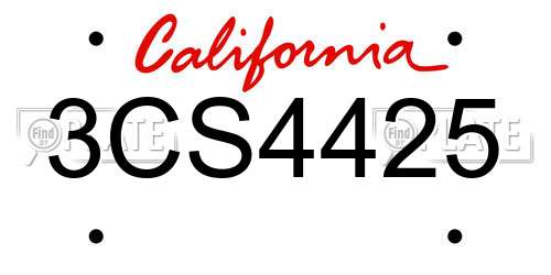 3CS4425 California License Plate