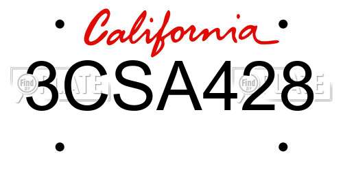 3CSA428 California License Plate