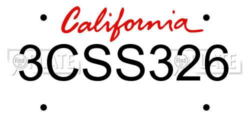 3CSS326 California License Plate
