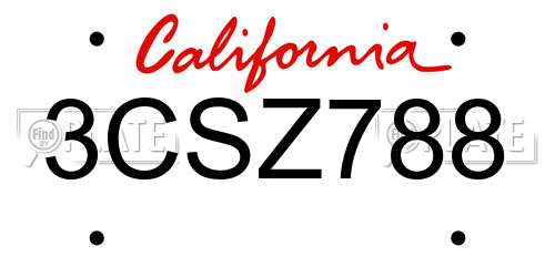 3CSZ788 California License Plate