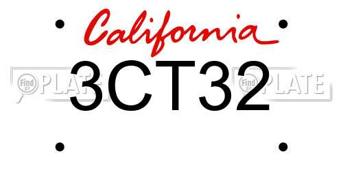 3CT32 California License Plate