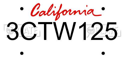 3CTW125 California License Plate