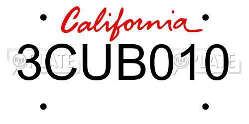 3CUB010 California License Plate