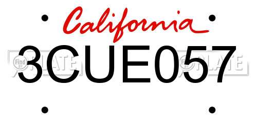 3CUE057 California License Plate