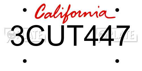 3CUT447 California License Plate
